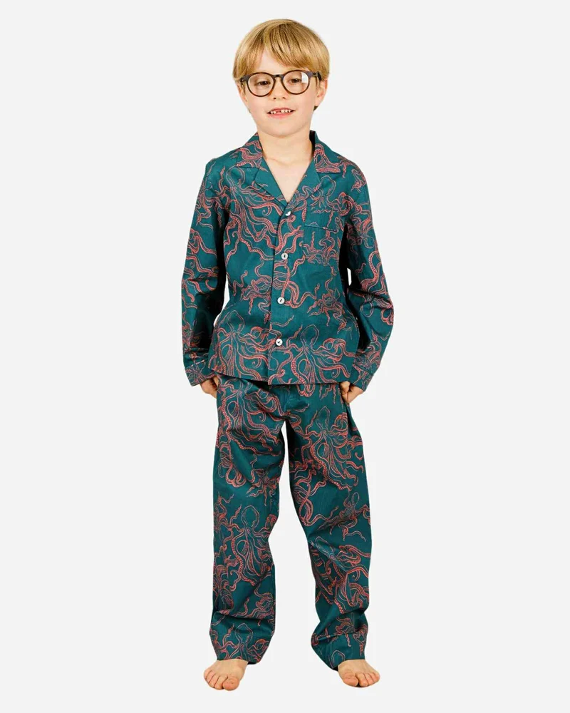 Boys' Long Pyjamas Set - Octopus Pink