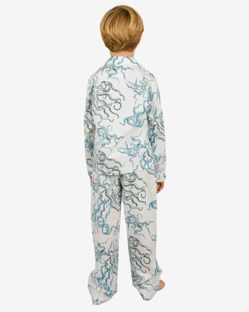 Boys' Long Pyjamas Set - Octopus Indigo