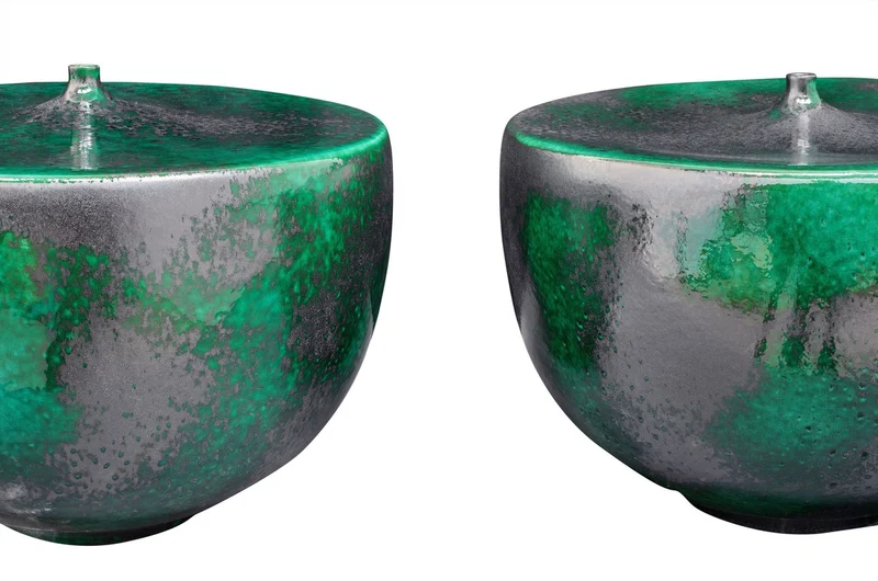 Casa Padrino Luxus Vase Grün Ø 33 x H. 25,5 cm - Breite Deko Vase aus Steingut in sattem Grün - Luxus Deko Accessoires