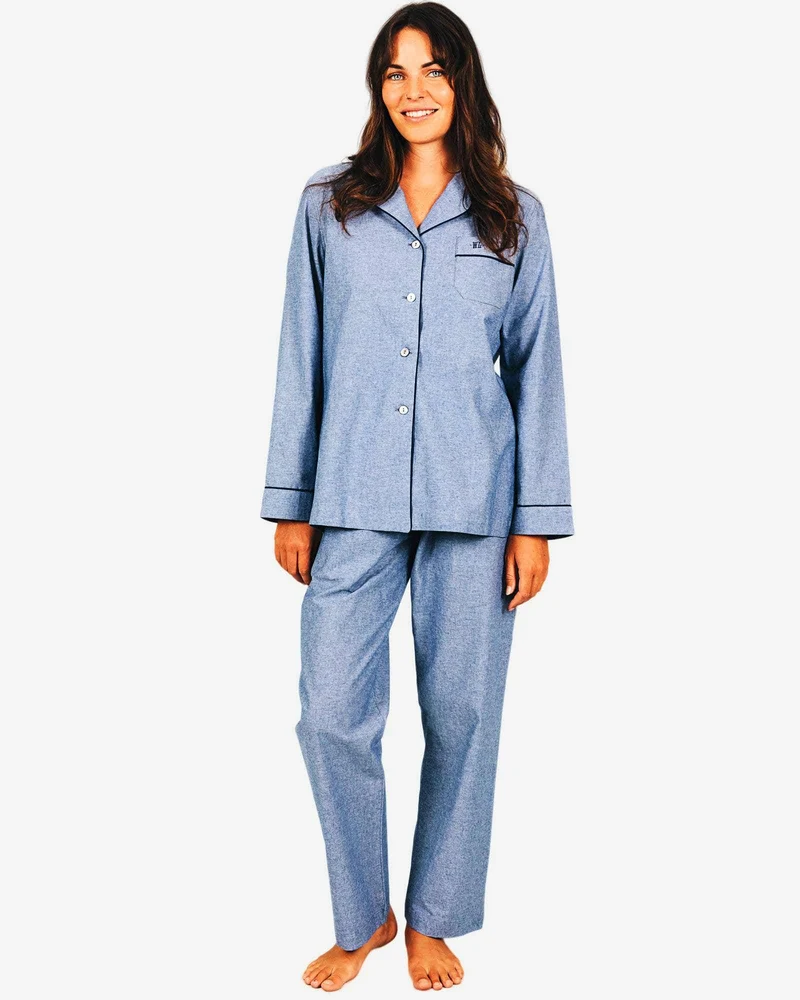 Women's Long Pyjamas Set - Chambray Indigo