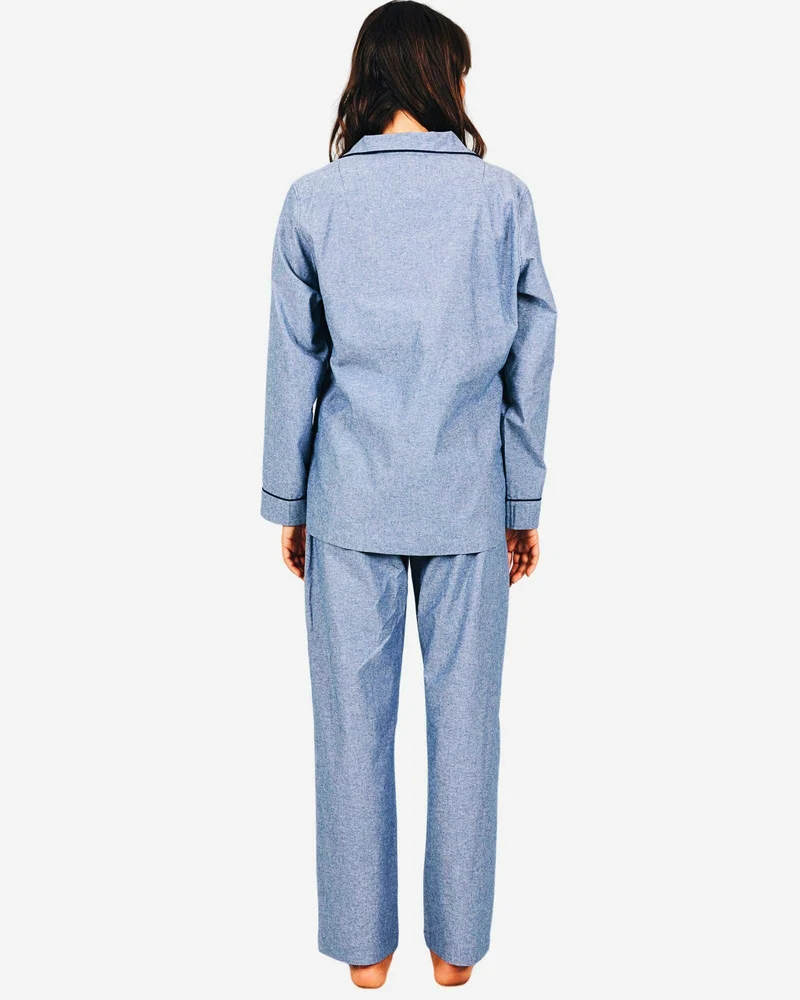 Women's Long Pyjamas Set - Chambray Indigo