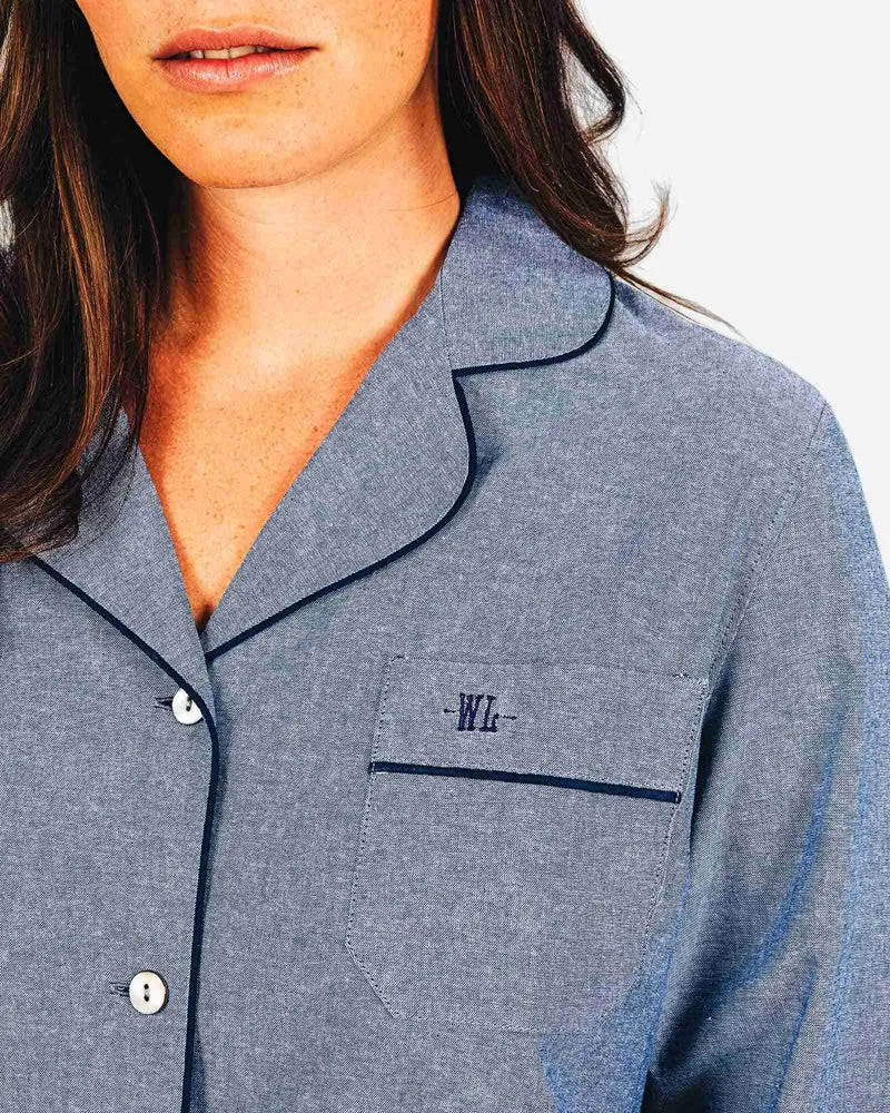 Women's Long Pyjamas Set - Chambray Indigo