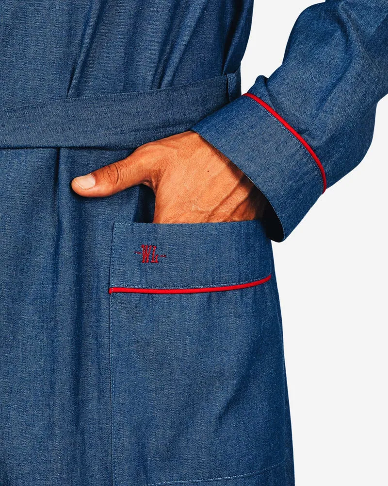 Men's Mid Blue dressing gown - Denim
