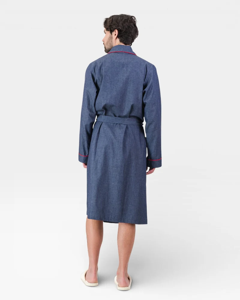 Men's dressing gown – Denim Dark Blue