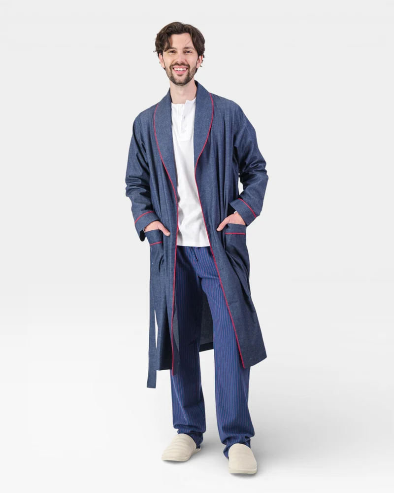 Men's dressing gown – Denim Dark Blue