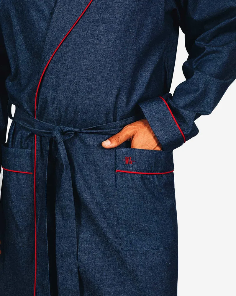 Men's dressing gown – Denim Dark Blue