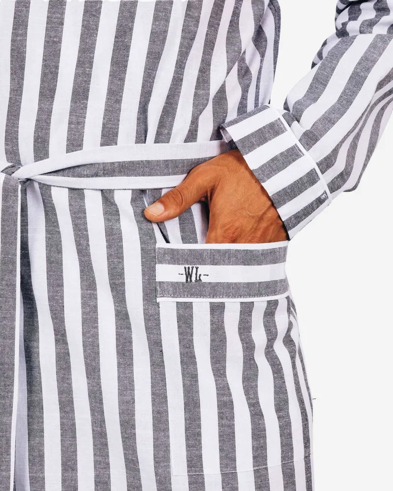 Men's striped dressing gown - Portofino Black