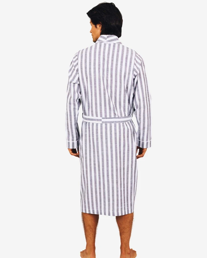 Men's striped dressing gown - Portofino Black