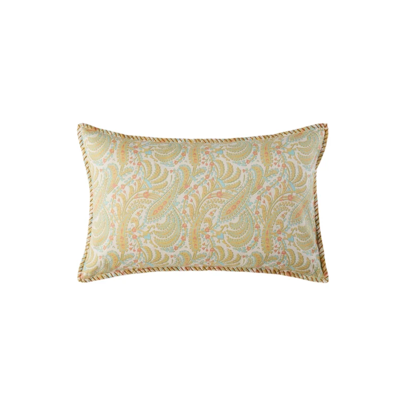Housse de coussin PADMA jaune indien et écru