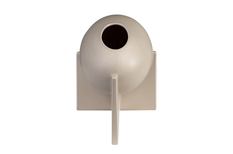 Casa Padrino Luxus Vase Grau 30 x 18 x H. 21 cm - Breite Steingut Vase der OVO Serie mit Grey Sand Glasur - Luxus Deko Accessoires