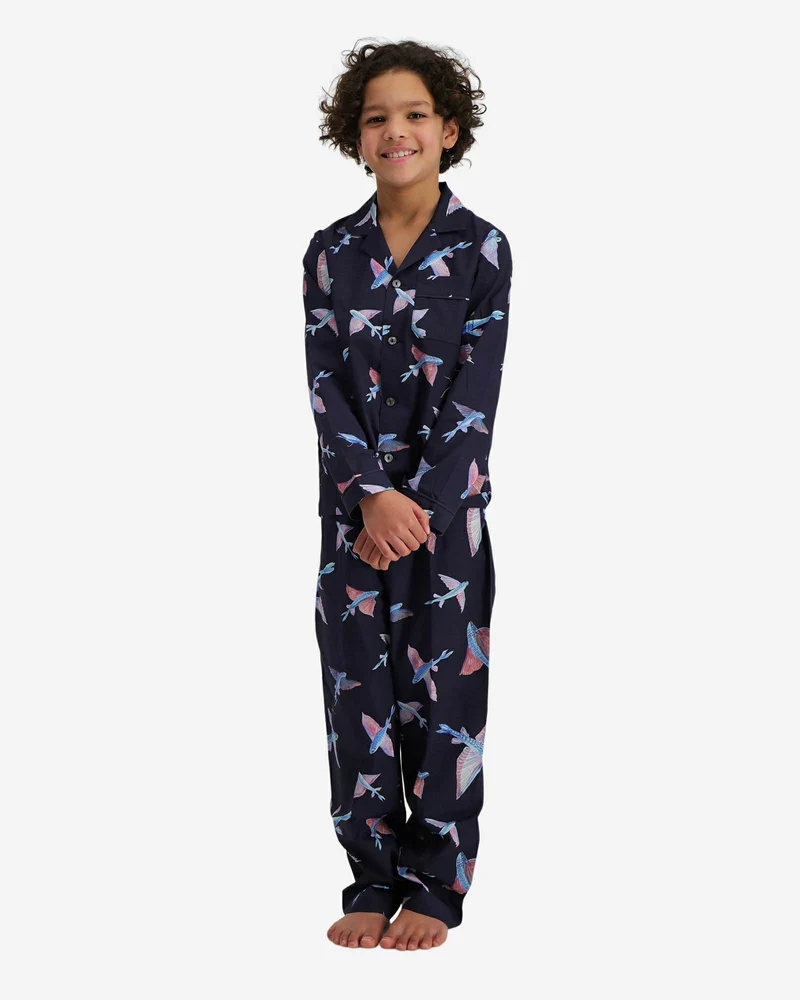 Boys' Long Pyjamas Set - Flying Fish Navy