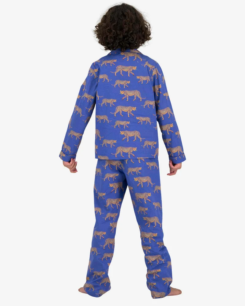 Boys' Long Pyjamas Set - Blue Cheetah