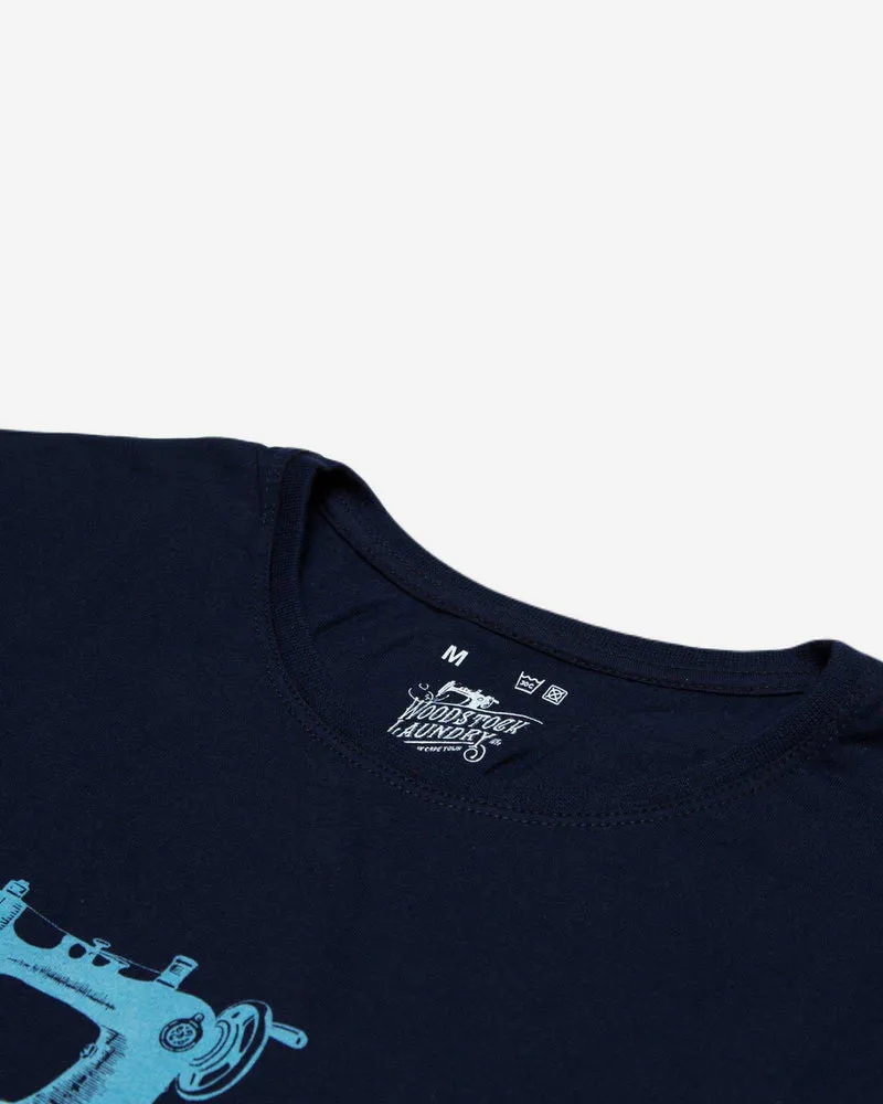 Women's Long Sleeve T-Shirt - Logo Blue On Navy