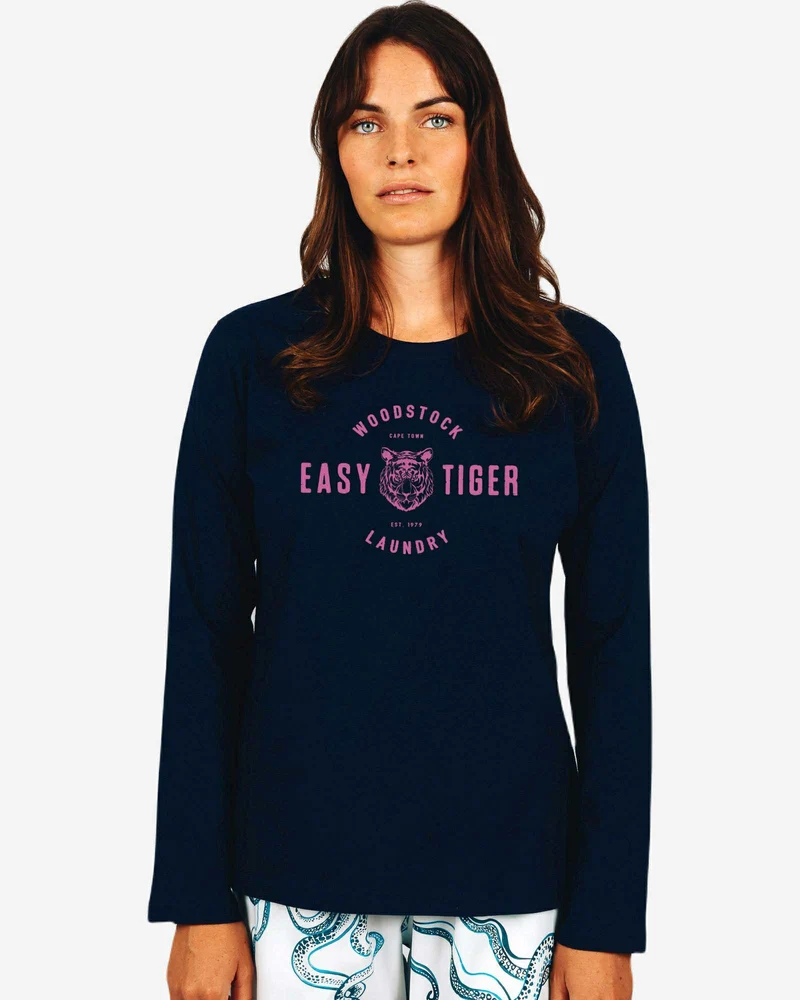 Women's Long Sleeve T-Shirt - Easy Tiger Pink