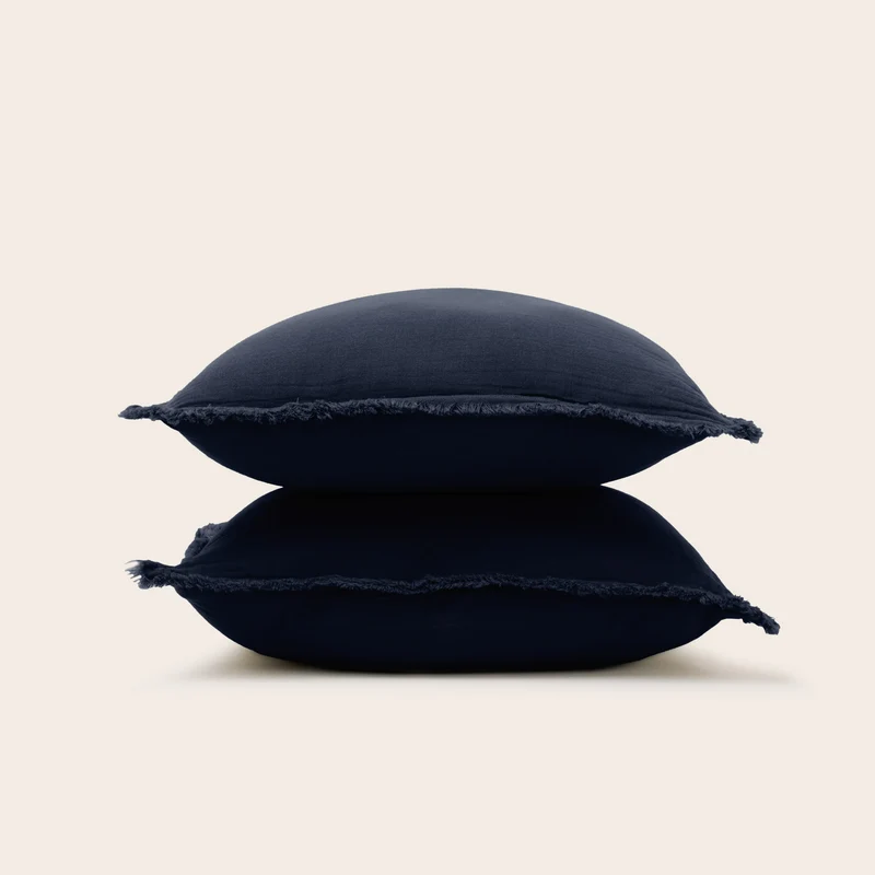 Lot de 2 taies d'oreiller LOU encre bleue