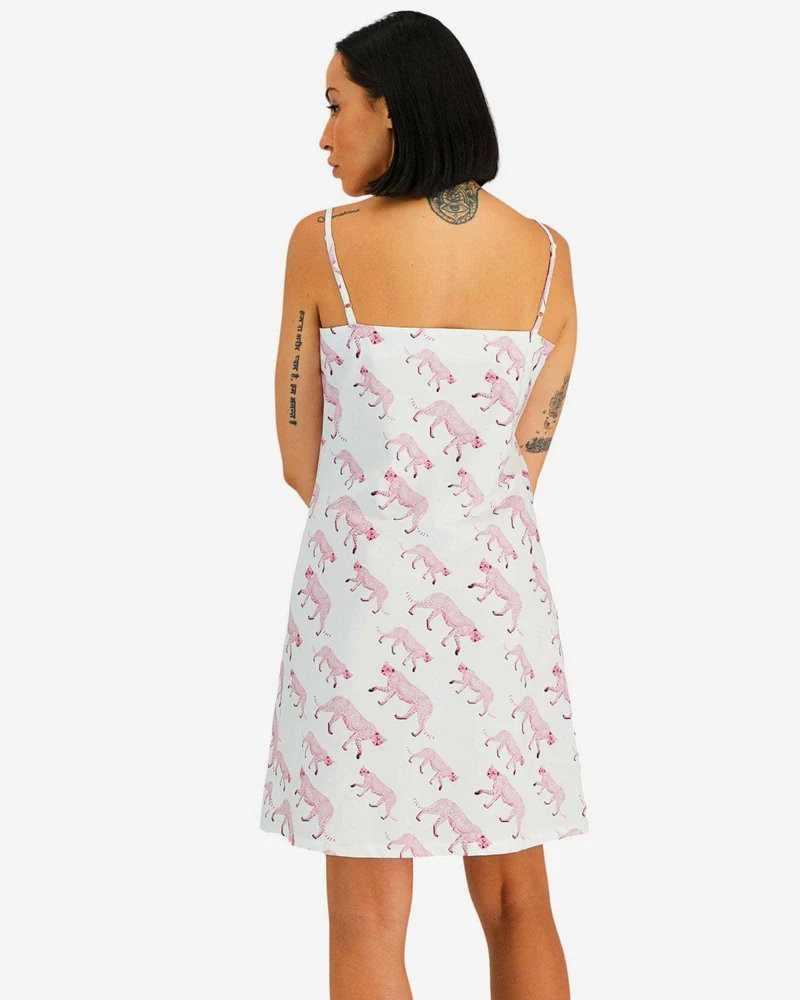 Women's Chemise Nighty Slip dress - Pink Cheetah