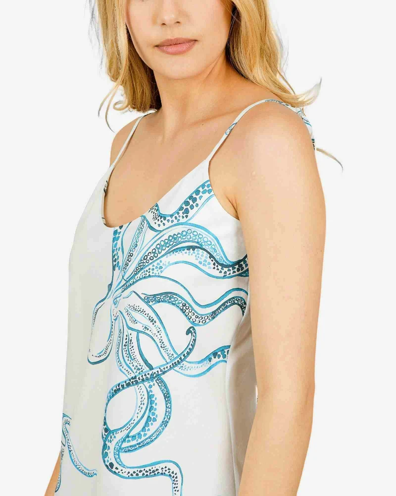 Women's Chemise Nighty Slip dress - Octopus Indigo