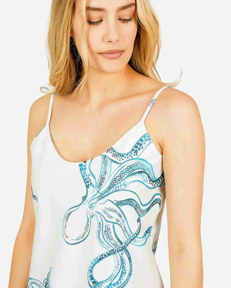Women's Chemise Nighty Slip dress - Octopus Indigo