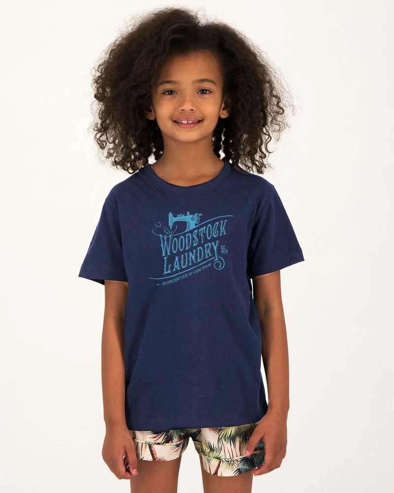 KIDS TEES T-SHIRT - LOGO BLUE ON NAVY