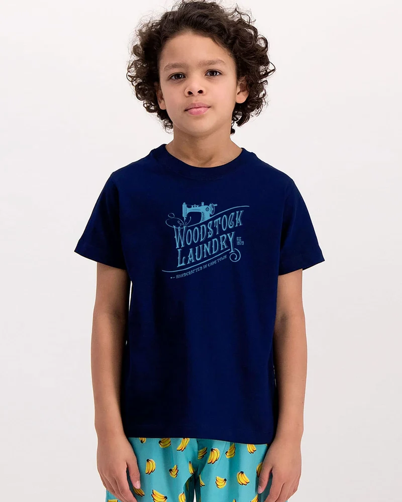 KIDS TEES T-SHIRT - LOGO BLUE ON NAVY