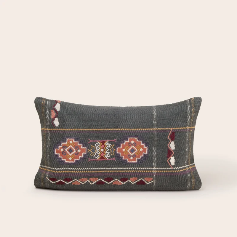 Housse de coussin NAYELI vert grisé et multicolore