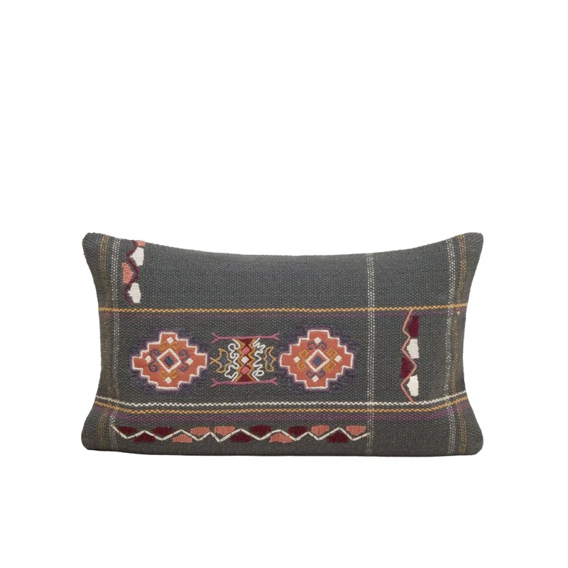 Housse de coussin NAYELI vert grisé et multicolore