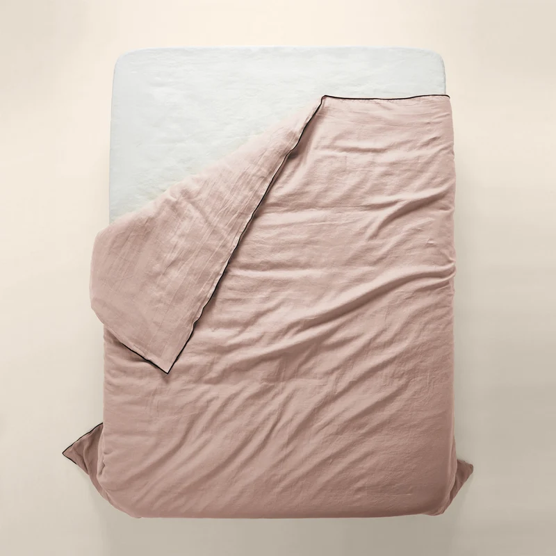 Housse de couette CARLINA rose poudré et bourdon noir