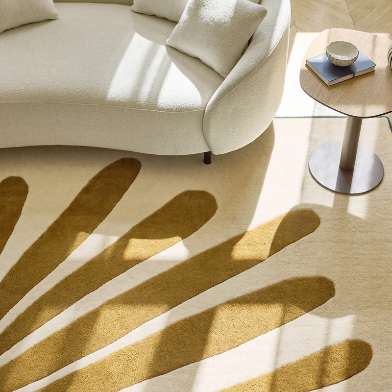 Tapis de sol TROPI ecru et moutarde