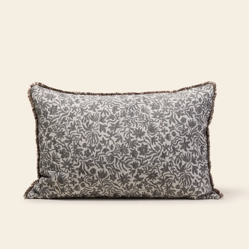 Housse de coussin EDOLINE ivoire et anthracite