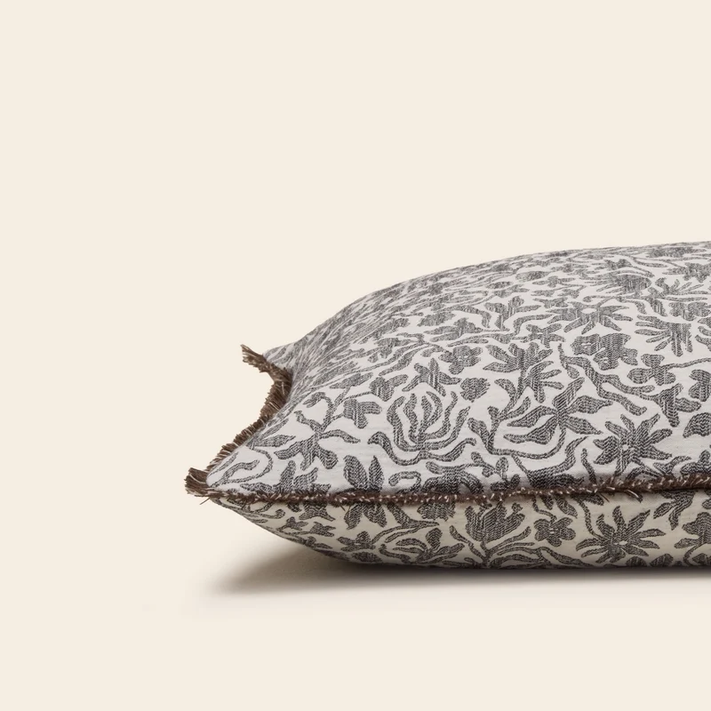Housse de coussin EDOLINE ivoire et anthracite