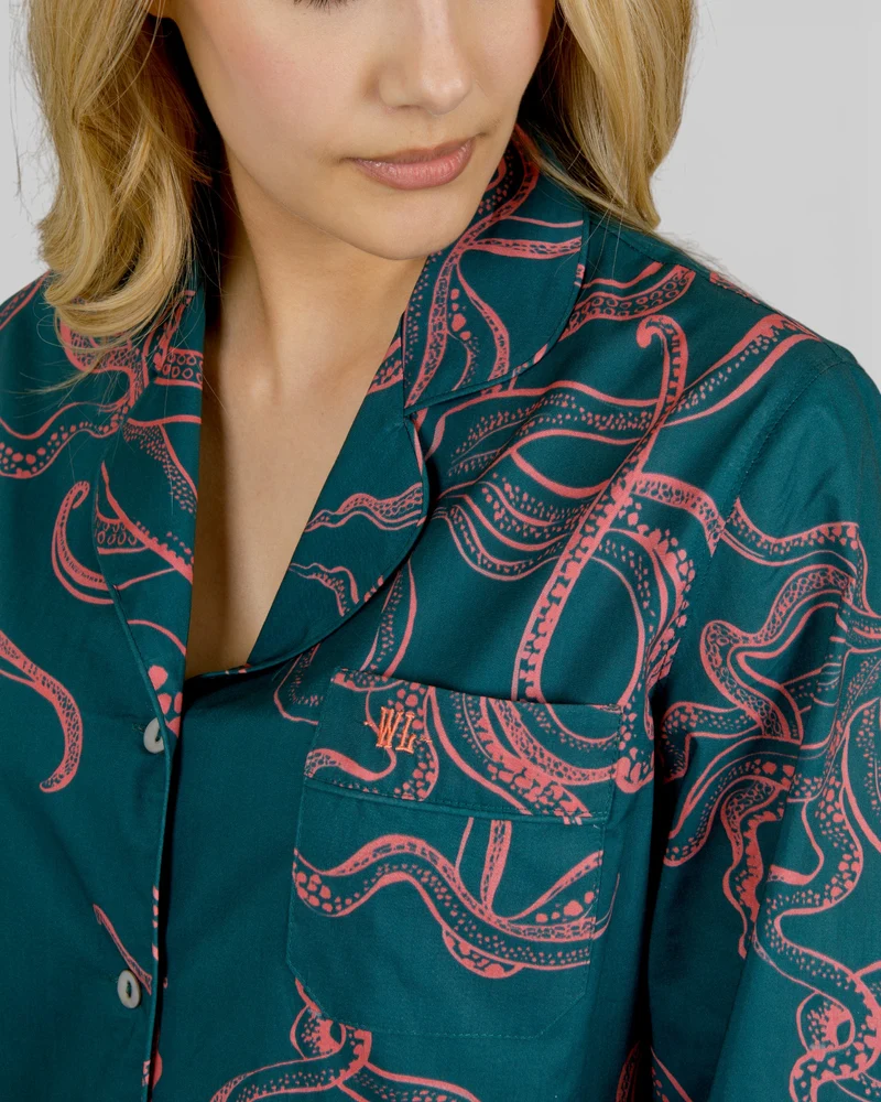 Women's Pyjamas – Octopus Pink in Green