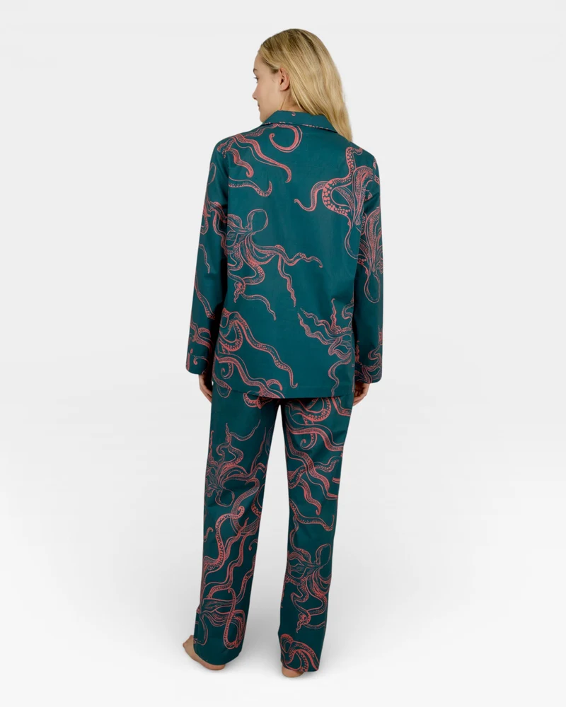 Women's Pyjamas – Octopus Pink in Green