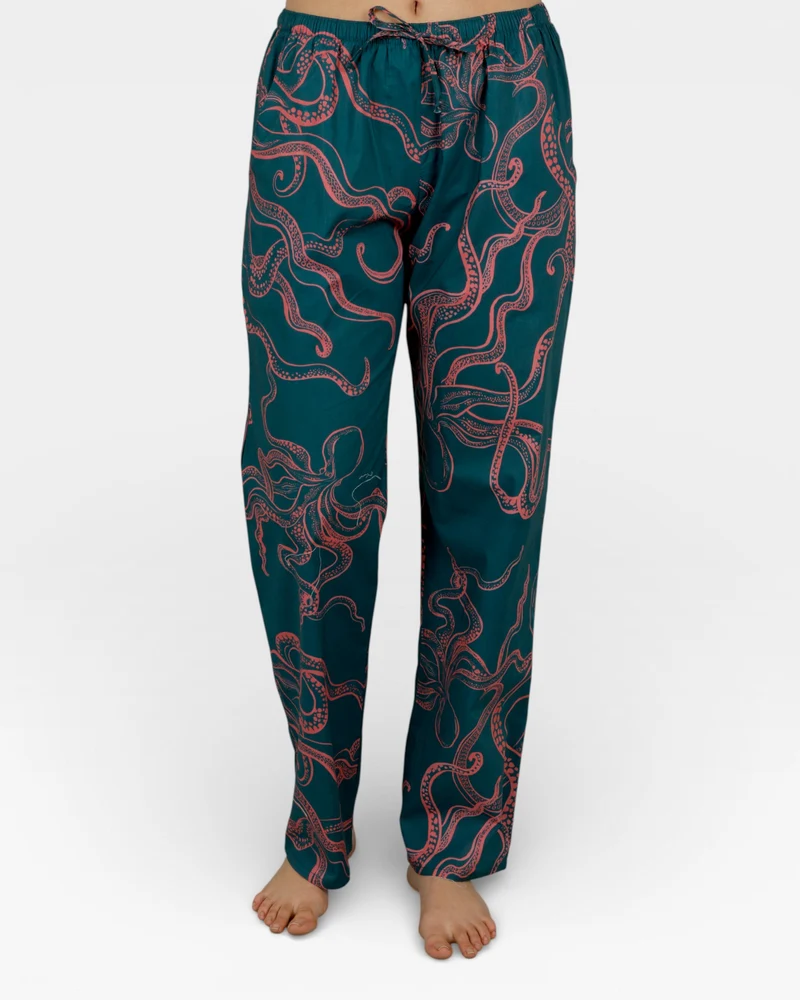Women's Pyjamas – Octopus Pink in Green