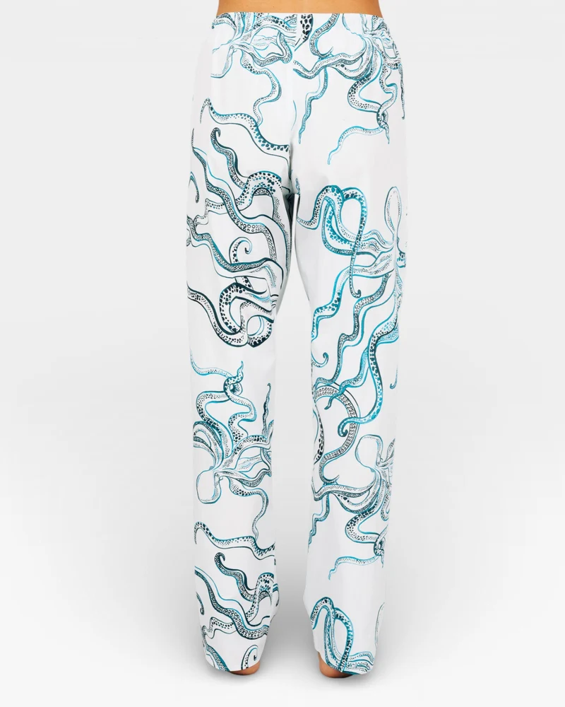 Women's Pyjamas – Octopus Indigo in White