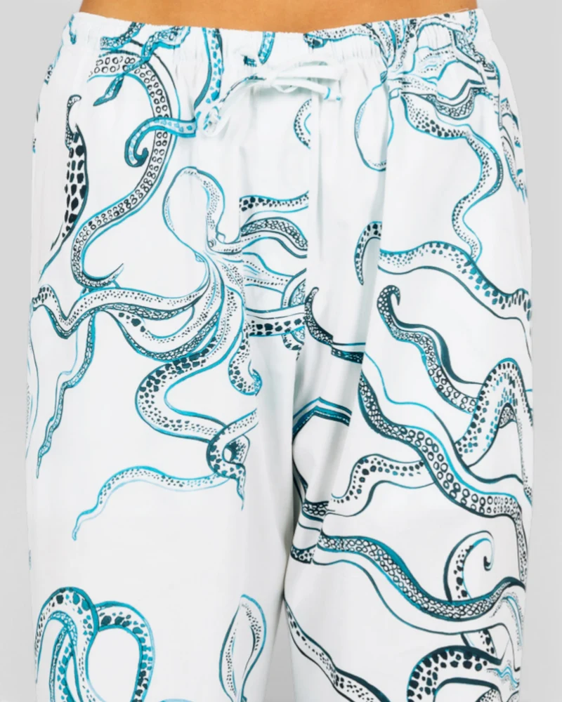 Women's Pyjamas – Octopus Indigo in White