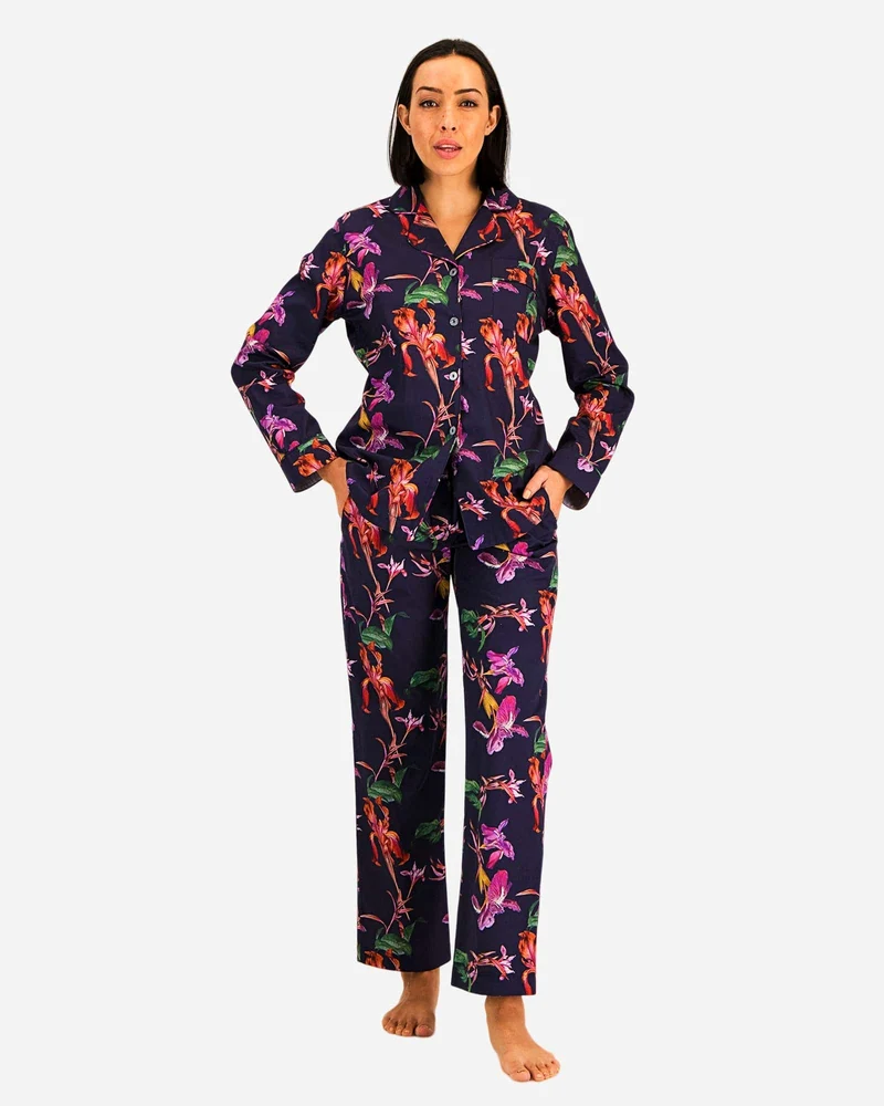 Women's Long Pyjamas Set - Iris Navy