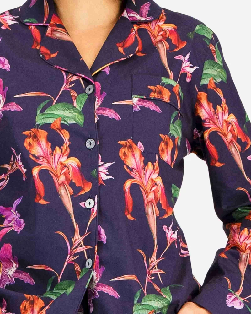 Women's Long Pyjamas Set - Iris Navy