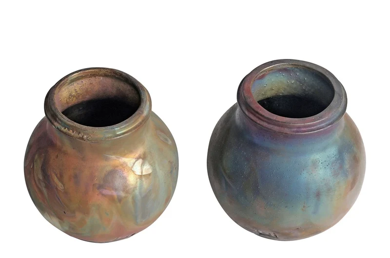 Casa Padrino Luxus Vase Kupferfarben Ø 16 x H. 14,5 cm - Steingut Vase Raku mit matter Kupferoberfläche - Luxus Deko Accessoires