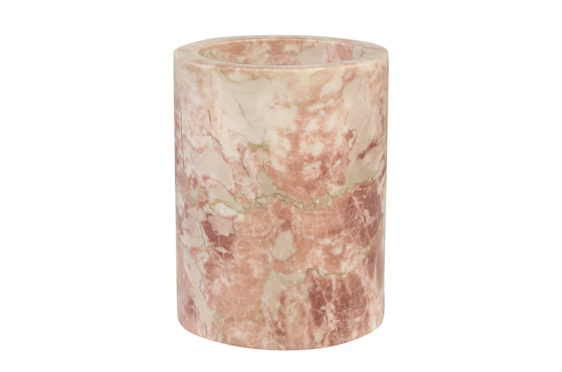 Casa Padrino Luxus Marmor Weinkühler Rosa Ø 14 x H. 18 cm - Massiver Flaschenkühler aus hochwertigem Rosalia Pink Marmor - Luxus Bar Accessoires