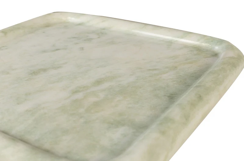 Casa Padrino Luxus Marmor Tablett Grün 40 x 40 x H. 3,5 cm - Quadratisches Tablett mit flach erhöhtem Rand aus hochwertigem Indian Green Onyx - Luxus Deko Accessoires