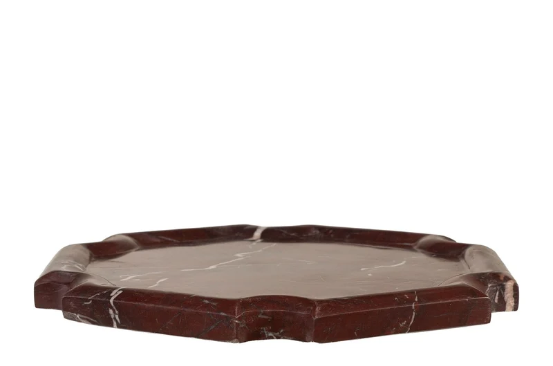 Casa Padrino Luxus Marmor Tablett Weinrot 21 x 21 x H. 2 cm - Flaches quadratisches Tablett aus hochwertigem Rosso Levanto Marmor - Luxus Deko Accessoires