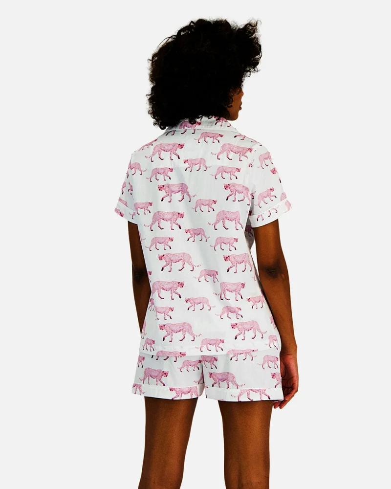 Women's short pyjamas set - Pink Cheetah