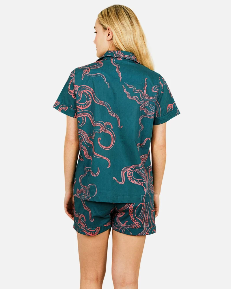 Women's short pyjamas set - Octopus Pink