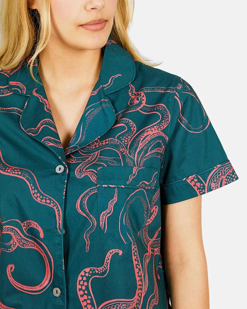 Women's short pyjamas set - Octopus Pink