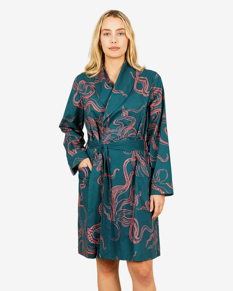 Women's Dressing Gown - Octopus Pink