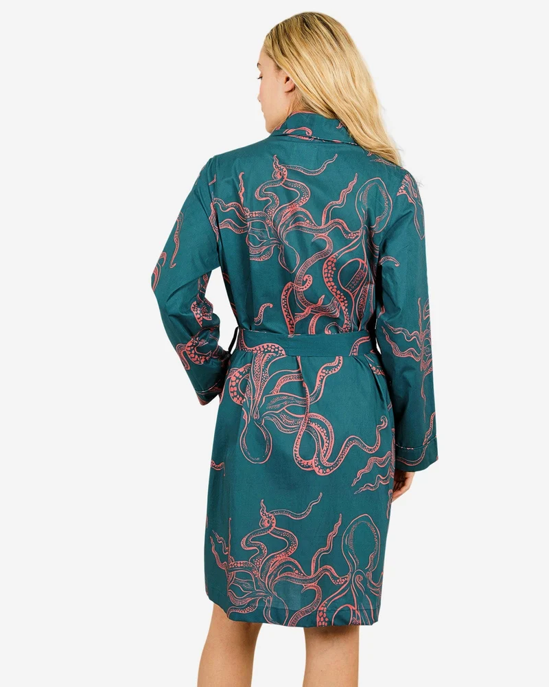 Women's Dressing Gown - Octopus Pink
