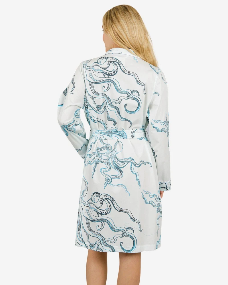 Women's dressing gown - Octopus Indigo