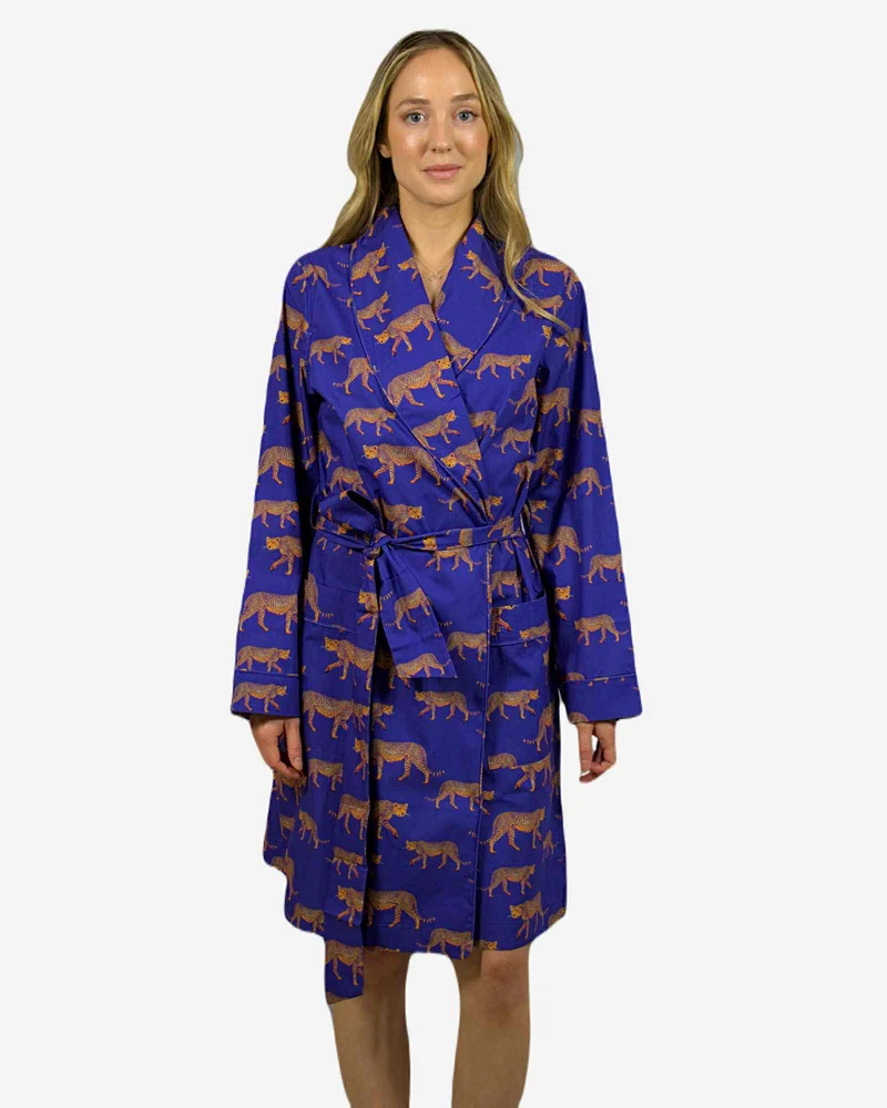 Women's dressing gown - Blue Cheetah