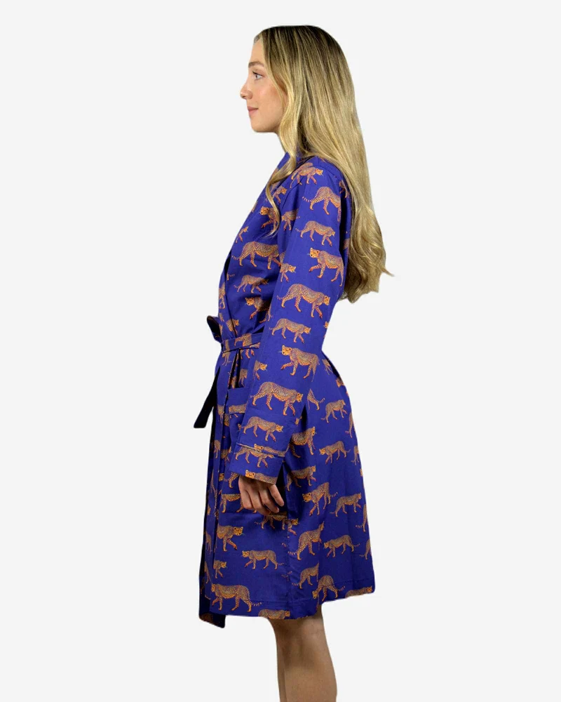 Women's dressing gown - Blue Cheetah