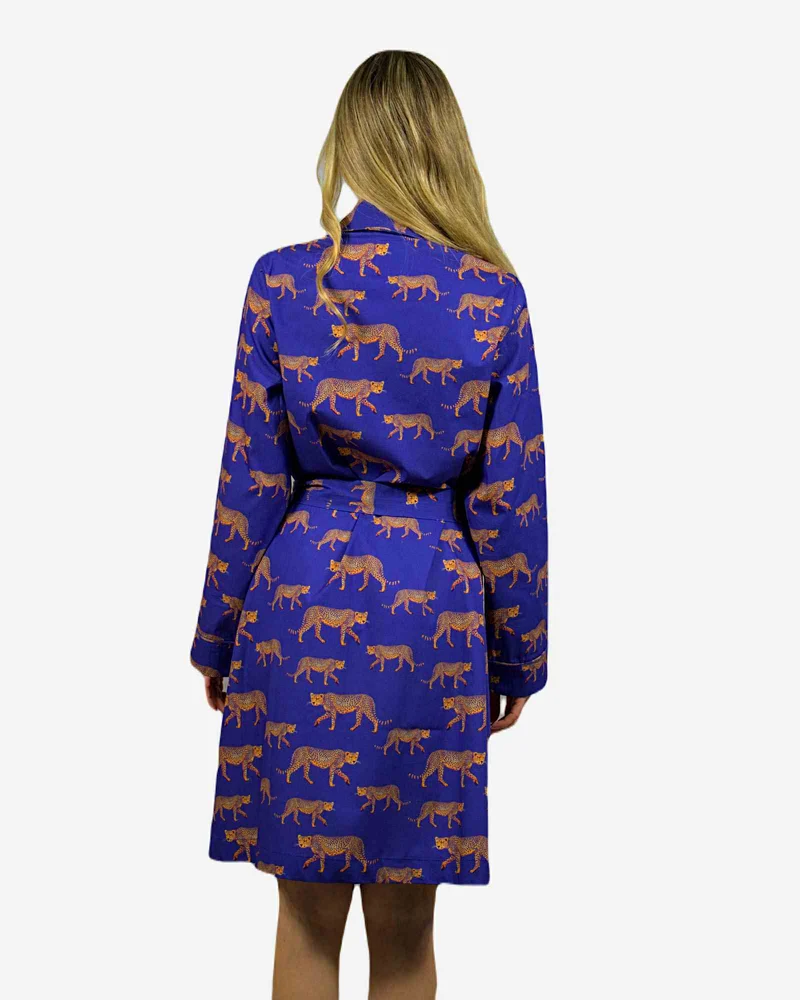 Women's dressing gown - Blue Cheetah